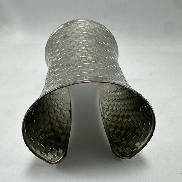 Wide Woven Cuff Bracelet Statement Fashion‎ Jewelry Silver Tone - Picture 3 of 9